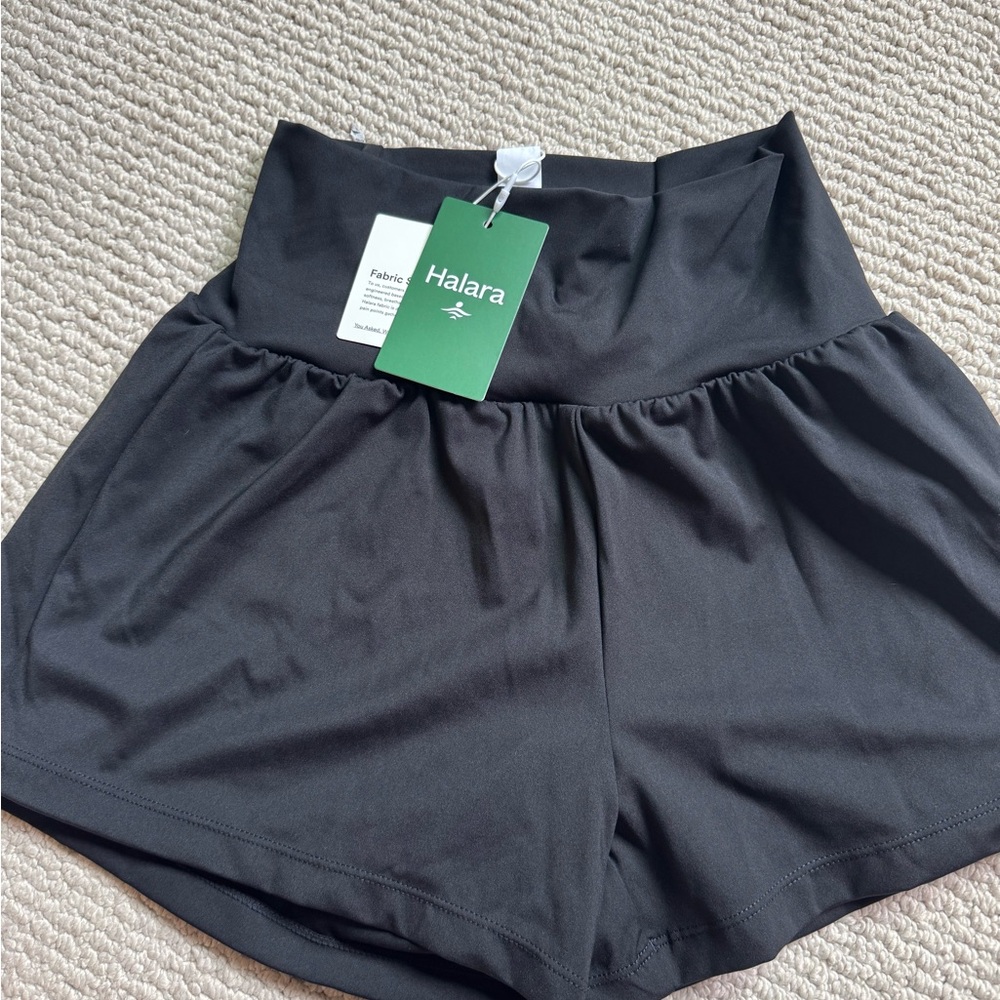 HALARA Black Mid Waist Athletic Shorts